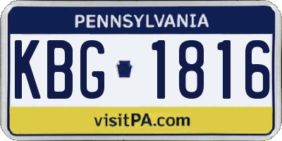 PA license plate KBG1816