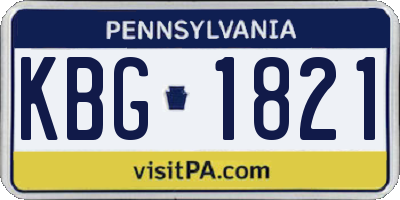 PA license plate KBG1821