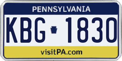 PA license plate KBG1830