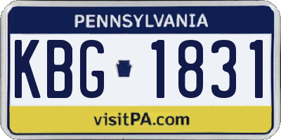 PA license plate KBG1831