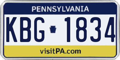 PA license plate KBG1834
