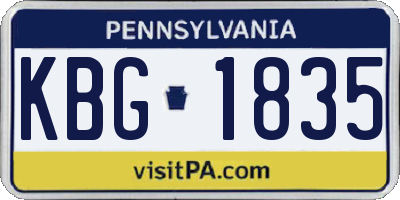 PA license plate KBG1835