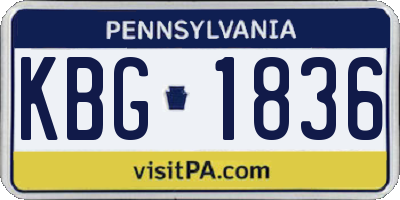 PA license plate KBG1836