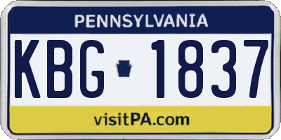 PA license plate KBG1837