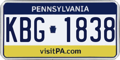 PA license plate KBG1838