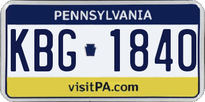 PA license plate KBG1840