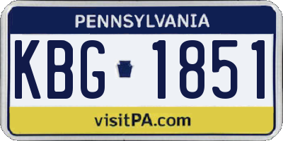 PA license plate KBG1851