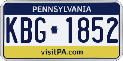 PA license plate KBG1852