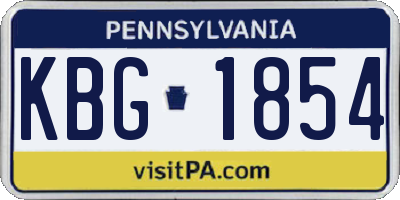 PA license plate KBG1854