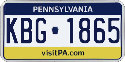 PA license plate KBG1865