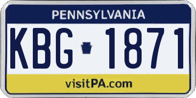 PA license plate KBG1871