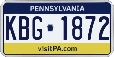 PA license plate KBG1872