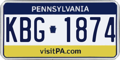 PA license plate KBG1874