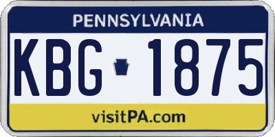 PA license plate KBG1875