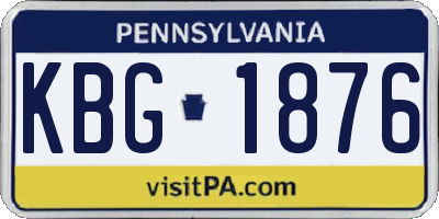 PA license plate KBG1876