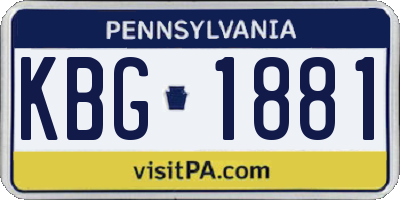 PA license plate KBG1881