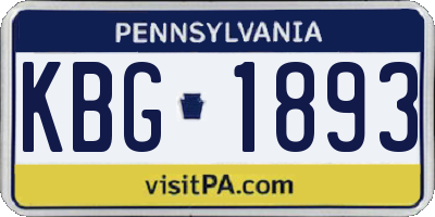 PA license plate KBG1893