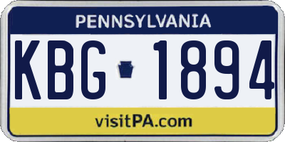 PA license plate KBG1894