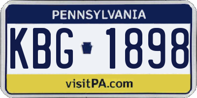 PA license plate KBG1898