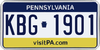 PA license plate KBG1901
