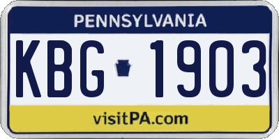 PA license plate KBG1903