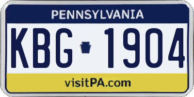 PA license plate KBG1904