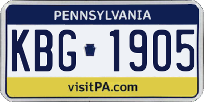PA license plate KBG1905