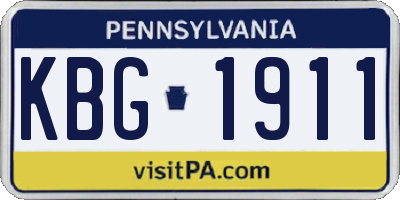PA license plate KBG1911