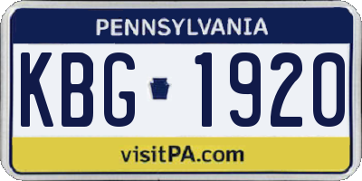 PA license plate KBG1920