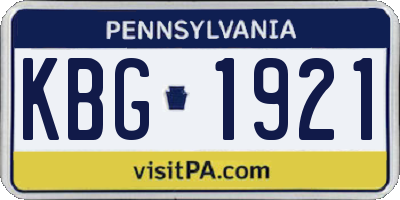PA license plate KBG1921