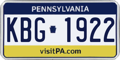 PA license plate KBG1922