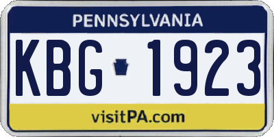 PA license plate KBG1923