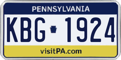 PA license plate KBG1924