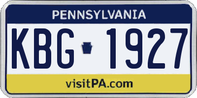 PA license plate KBG1927