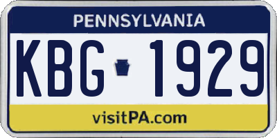 PA license plate KBG1929