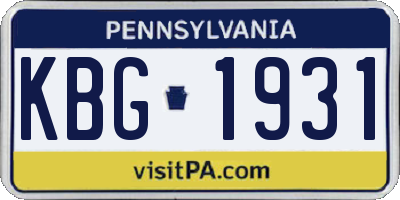 PA license plate KBG1931