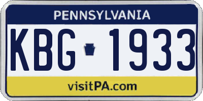 PA license plate KBG1933