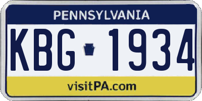 PA license plate KBG1934