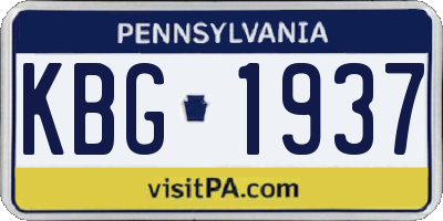 PA license plate KBG1937