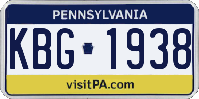 PA license plate KBG1938