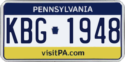 PA license plate KBG1948