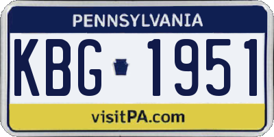 PA license plate KBG1951