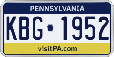 PA license plate KBG1952