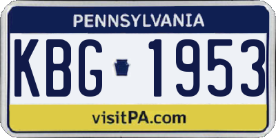 PA license plate KBG1953