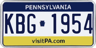 PA license plate KBG1954