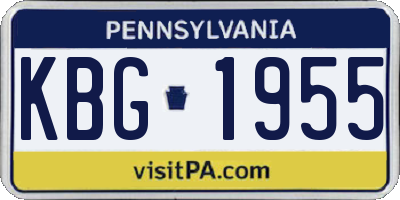 PA license plate KBG1955