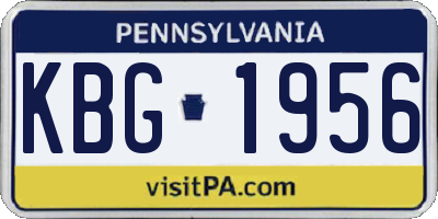 PA license plate KBG1956