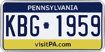 PA license plate KBG1959