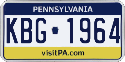 PA license plate KBG1964