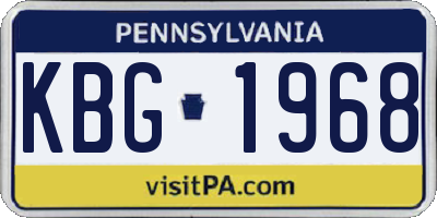 PA license plate KBG1968